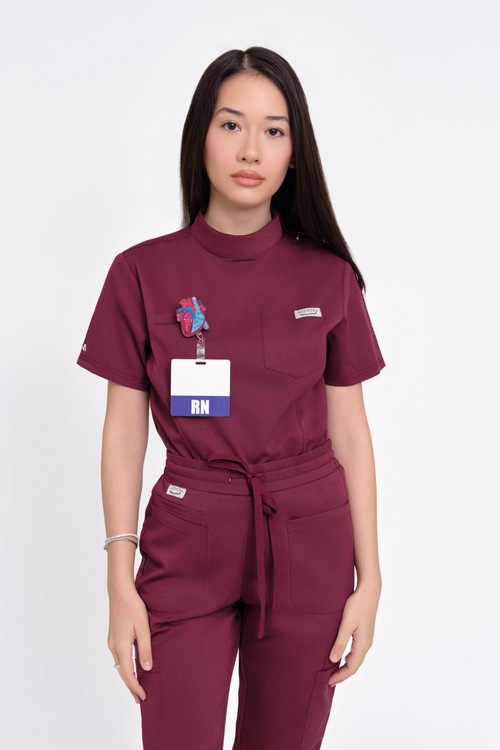 The Nova Scrub Top Burgundy