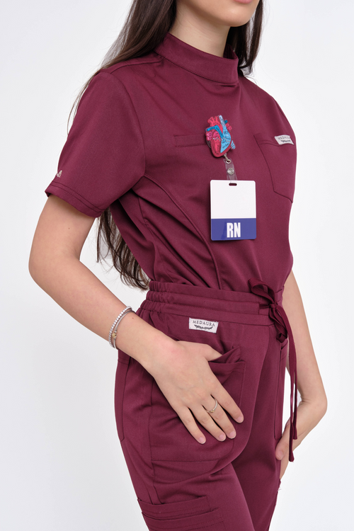 The Nova Scrub Top Burgundy
